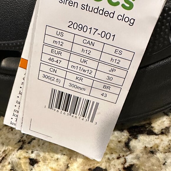 New CROCS SIREN STUDDED High Heel Light Weight Clog Black US Men's 12 F6 (E/P) - Picture 7 of 7